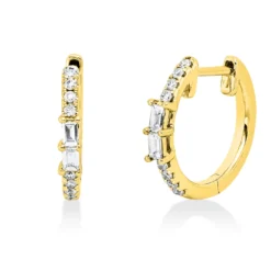 Creolen aus 750 Gold Gelbgold 20 Diamanten 0,18ct 13,6x2mm