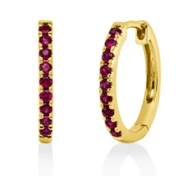 Creolen aus 750 Gold Gelbgold 18 Rubine 0,42ct rot 16,1x1,9mm