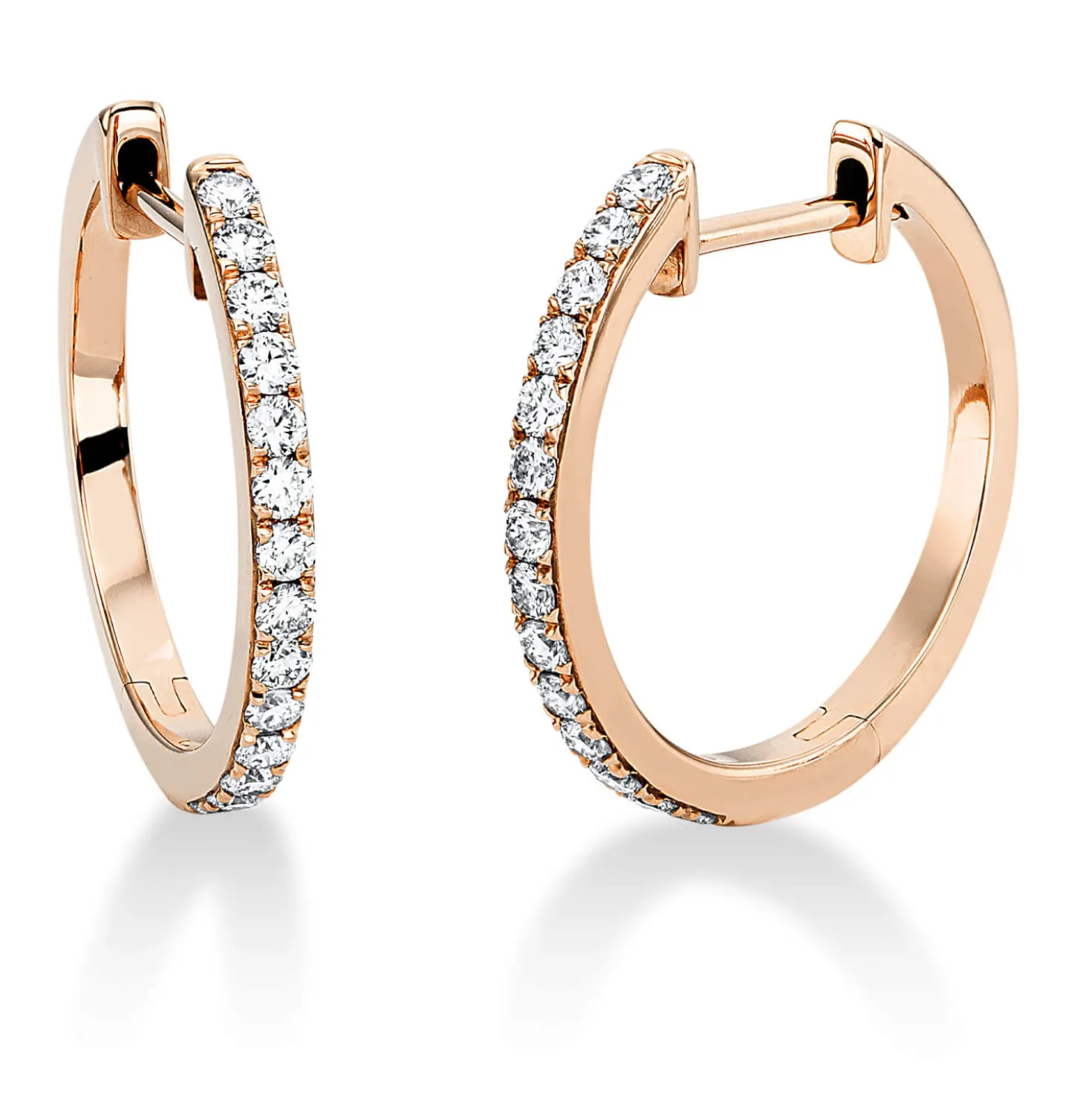 Creolen aus 750 Gold Rotgold 28 Brillanten 0,37ct TW-SI 17,3x1,6mm