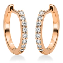 Creolen aus 750 Gold Rotgold 16 Brillanten 0,16ct TW-SI 13,9x1,6mm
