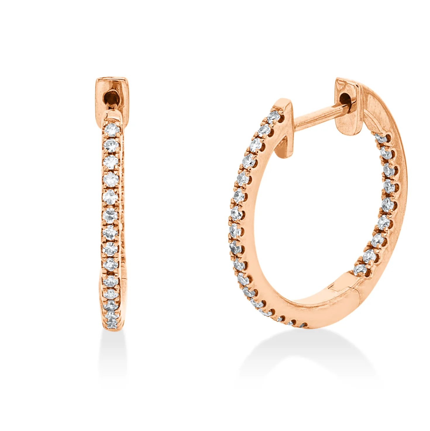 Creolen aus 750 Gold Rotgold 52 Diamanten 0,19ct TW-SI 15x1mm