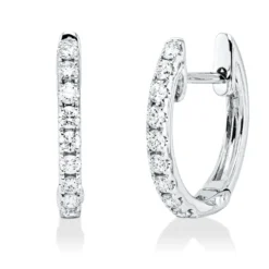 Creolen aus 750 Gold Weißgold 18 Brillanten 0,32ct TW-VSI/SI 14,6x2mm