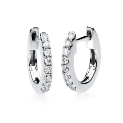 Creolen aus 750 Gold Weißgold 16 Brillanten 0,16ct TW-SI 9,5x1,7mm