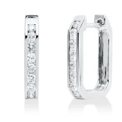 Creolen aus 750 Gold Weißgold 16 Brillanten 0,4ct TW-SI 16,5x2,9mm