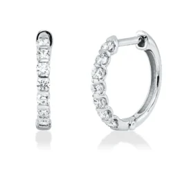 Creolen aus 750 Gold Weißgold 14 Brillanten 0,34ct W-SI 12,6x1,8mm