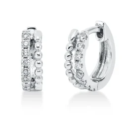 Creolen aus 750 Gold Weißgold 16 Brillanten 0,14ct W-SI 9,6x3mm