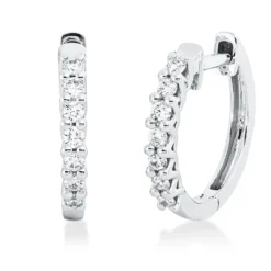 Creolen aus 750 Gold Weißgold 14 Brillanten 0,26ct TW-SI 15,8x2,2mm