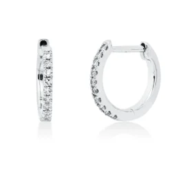 Creolen aus 585 Gold Weißgold 20 Brillanten 0,07ct TW-SI 10x1mm