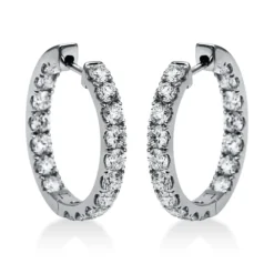Creolen aus 750 Gold Weißgold 34 Brillanten 4,09ct TW-SI 24,2x3,2mm