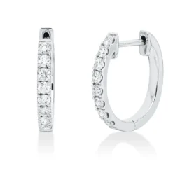 Creolen aus 750 Gold Weißgold 16 Brillanten 0,34ct TW-SI 14x1,7mm