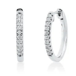 Creolen aus 750 Gold Weißgold 20 Brillanten 0,31ct TW-SI 19,6x2,5mm
