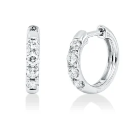 Creolen aus 750 Gold Weißgold 8 Brillanten 0,42ct W-SI 14,3x2,6mm