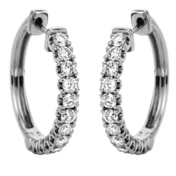 Creolen aus 750 Gold Weißgold 22 Brillanten 1,02ct TW-SI 21,5x3,3mm