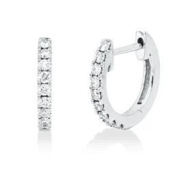Creolen aus 750 Gold Weißgold 18 Brillanten 0,19ct TW-SI 11,5x1,6mm