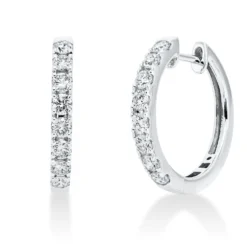 Creolen aus 750 Gold Weißgold 16 Brillanten 0,76ct TW-SI 18,3x2,2mm