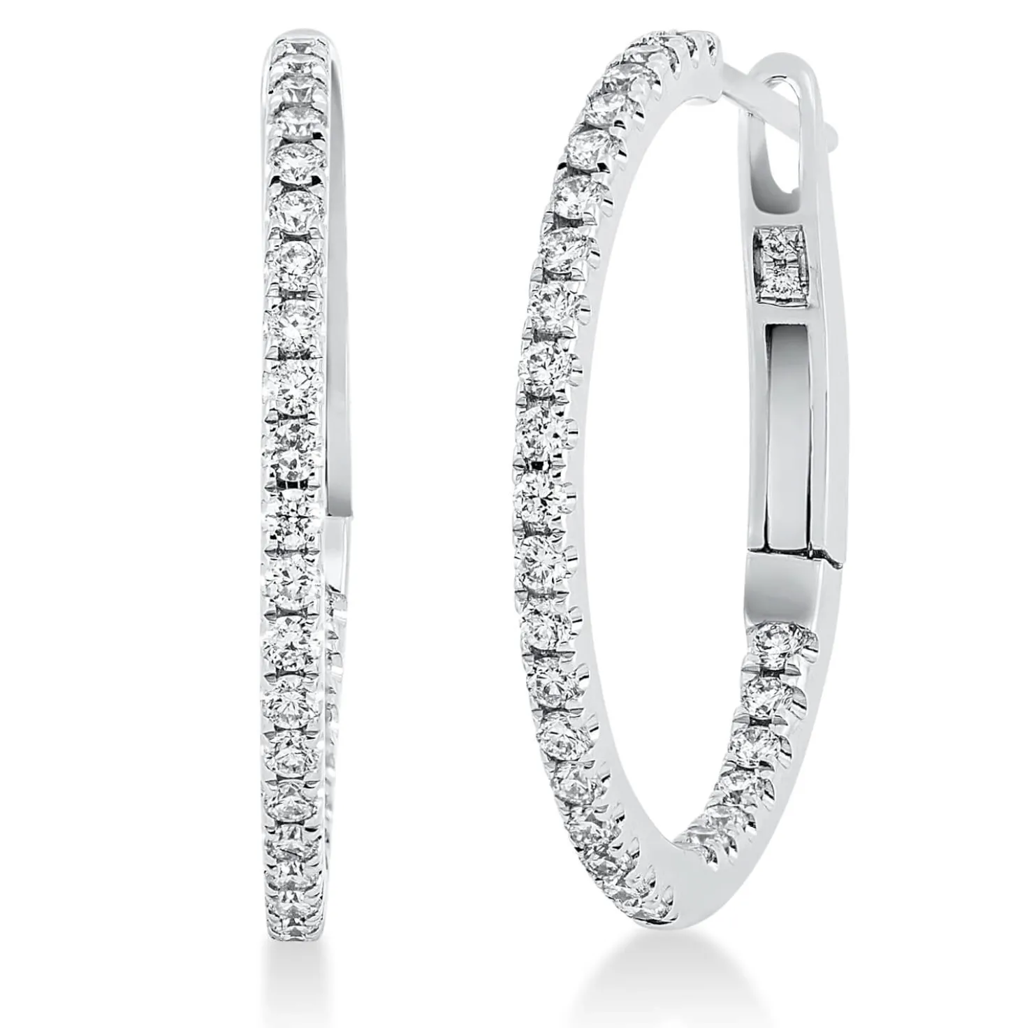 Creolen aus 750 Gold Weißgold 60 Brillanten 0,42ct W-SI 19,8x1,4mm