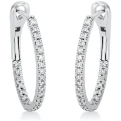 Creolen aus 750 Gold Weißgold 50 Brillanten 0,5ct TW-SI 24,8x2,1mm