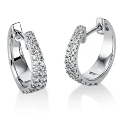Creolen aus 750 Gold Weißgold 50 Brillanten 0,35ct TW-SI 12,5x3,6mm