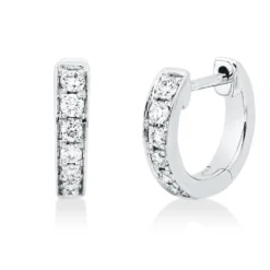 Creolen aus 750 Gold Weißgold 14 Brillanten 0,15ct TW-SI 10x2,3mm