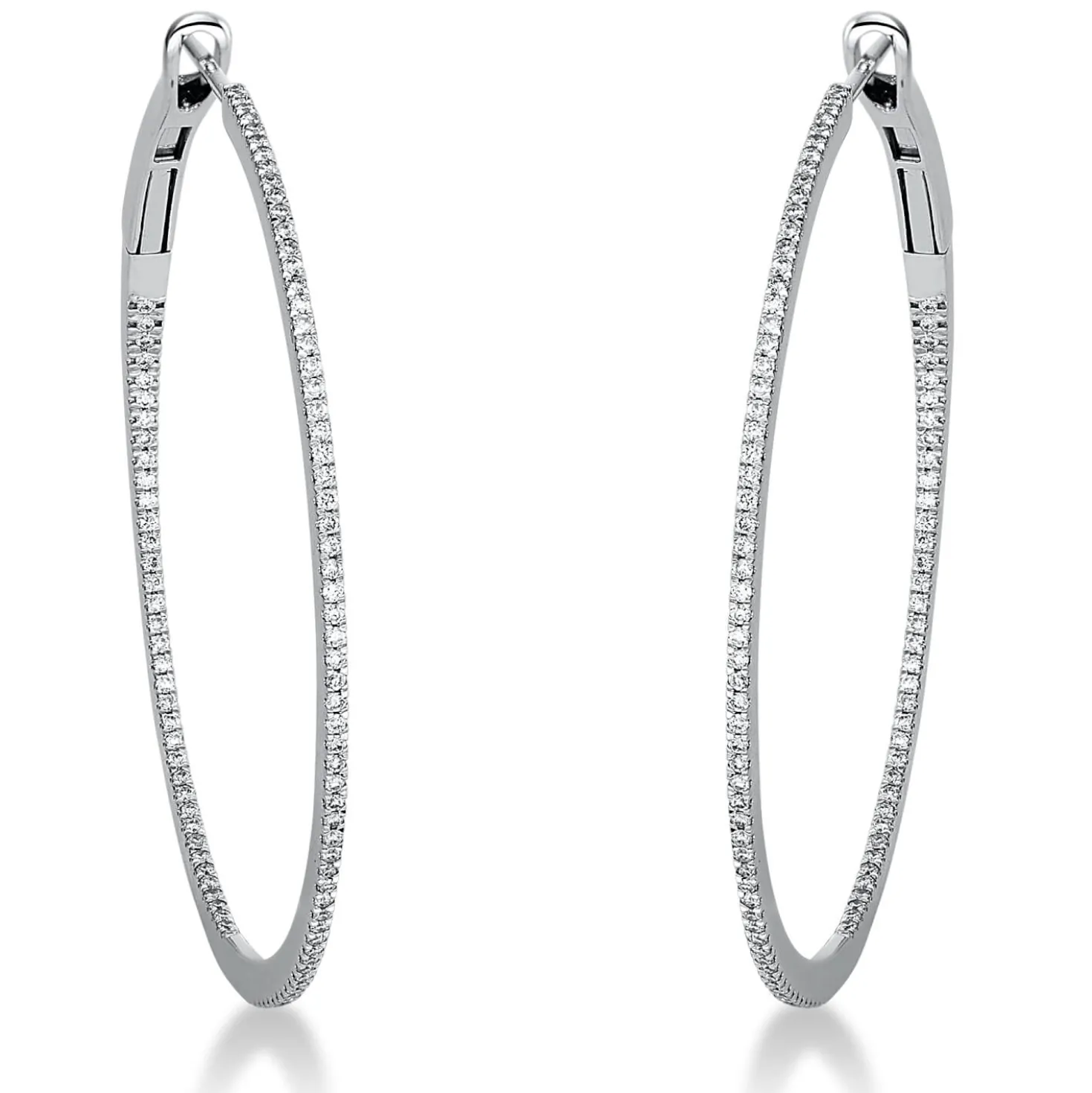 Creolen aus 750 Gold Weißgold 200 Brillanten 0,4ct TW-SI 36,7x0,9mm