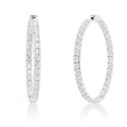 Creolen aus 750 Gold Weißgold 70 Brillanten 6,39ct TW-SI 43,6x3,4mm