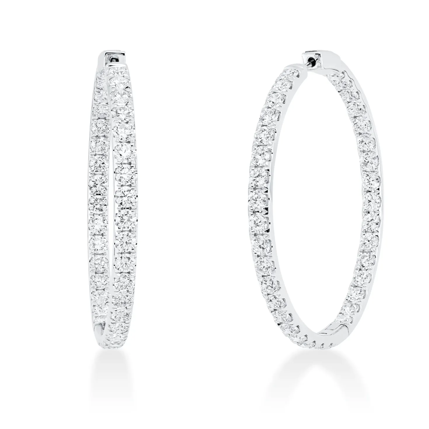 Creolen aus 750 Gold Weißgold 70 Brillanten 6,39ct TW-SI 43,6x3,4mm