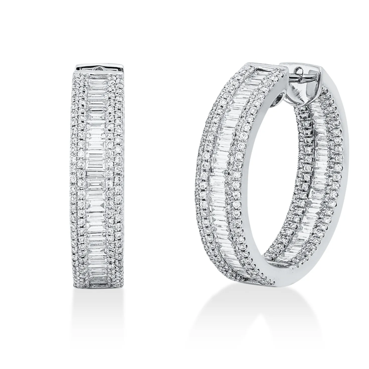 Creolen aus 750 Gold Weißgold 542 Diamanten 2,28ct TW-SI 20,5x4,7mm