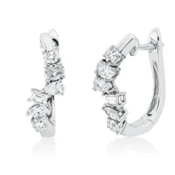 Creolen aus 750 Gold Weißgold 12 Diamanten 0,85ct TW-SI 17,2x5,6mm