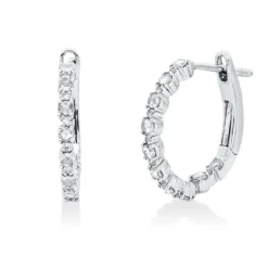 Creolen aus 750 Gold Weißgold 38 Diamanten 0,29ct TW-SI 16,6x1,6mm