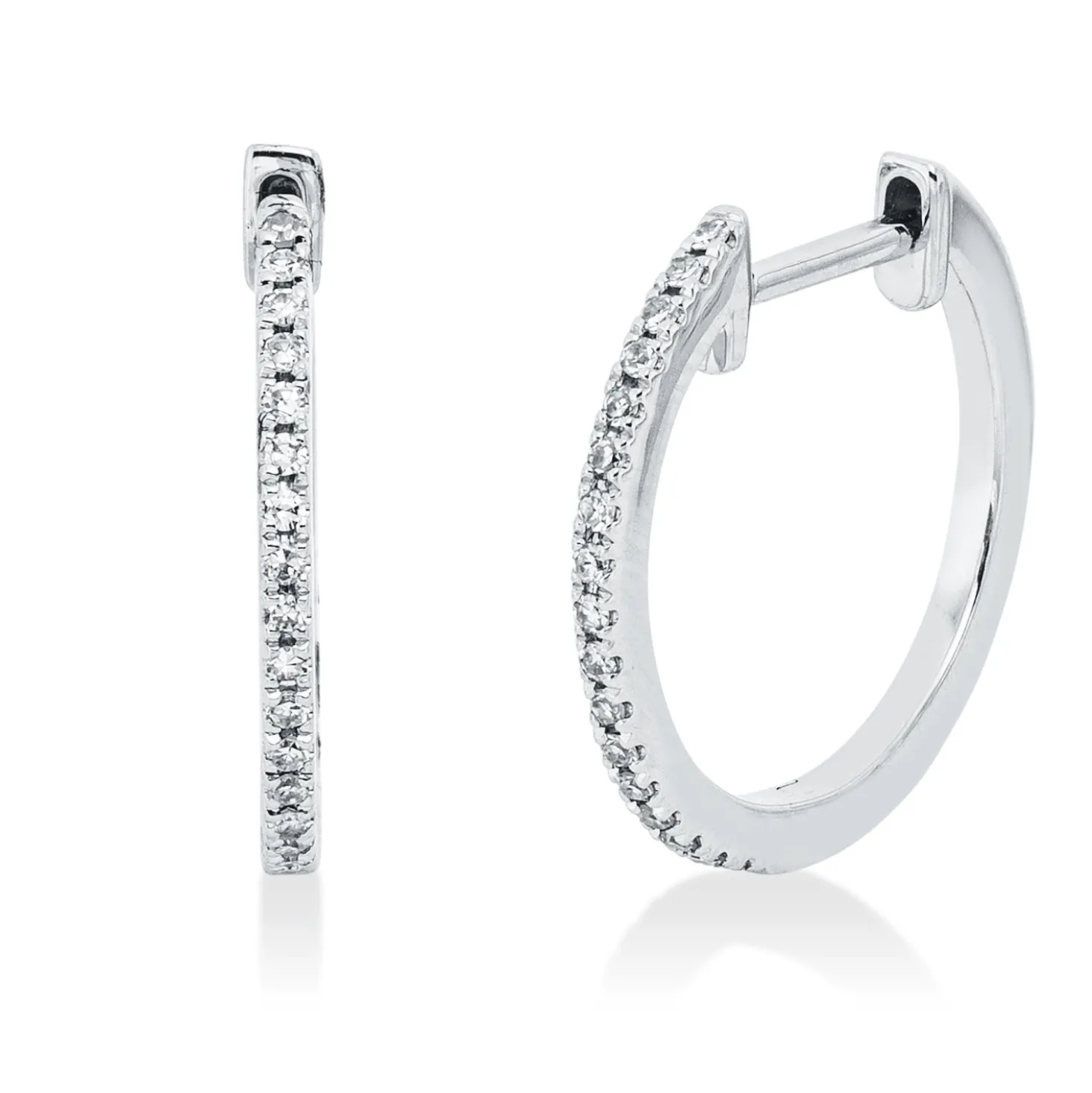 Creolen aus 585 Gold Weißgold 34 Diamanten 0,07ct TW-SI 14x0,9mm