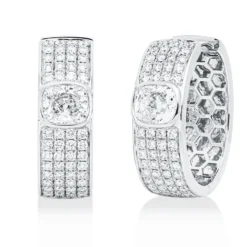 Creolen aus 750 Gold Weißgold 114 Diamanten 2,41ct F-VSI 20,2x6,7mm