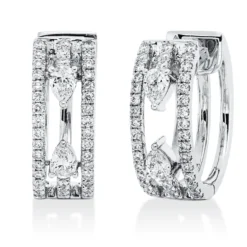 Creolen aus 750 Gold Weißgold 82 Diamanten 0,76ct TW-SI 15,7x5,9mm