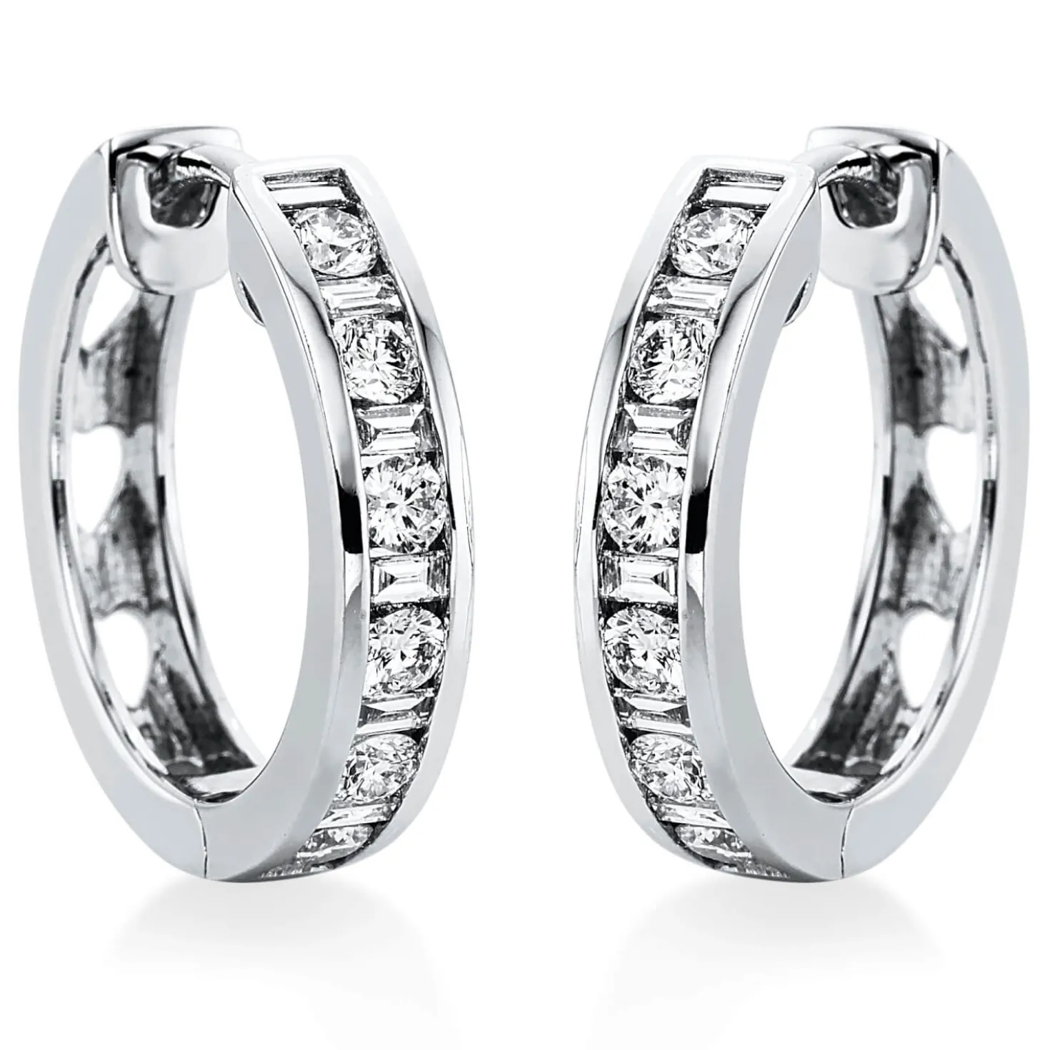 Creolen aus 750 Gold Weißgold 26 Diamanten 0,83ct TW-SI 18x2,3mm