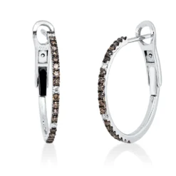 Creolen aus 750 Gold Weißgold 42 Diamanten 0,44ct 23,5x1,5mm