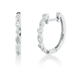 Creolen aus 750 Gold Weißgold 14 Diamanten 0,3ct TW-VSI/SI 16,8x2mm