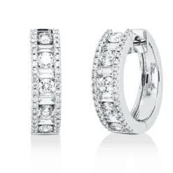 Creolen aus 750 Gold Weißgold 94 Diamanten 1,28ct TW-SI 17,7x4,7mm