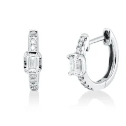 Creolen aus 750 Gold Weißgold 16 Diamanten 0,38ct 12,8x3,4mm