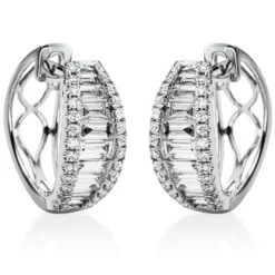 Creolen aus 750 Gold Weißgold 74 Diamanten 1,63ct TW-SI 16,7x6,6mm