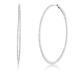 Creolen aus 750 Gold Weißgold 256 Diamanten 0,72ct TW-VSI 50,3x1mm