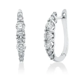 Creolen aus 750 Gold Weißgold 14 Diamanten 1,08ct TW-SI 18x3,4mm