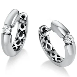 Creolen aus 750 Gold Weißgold mit 2 Diamanten Brillanten 0,20 Ct.