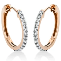 Creolen aus 750 Rotgold 30 Brillanten 0,33ct TW-SI 16,5x1,6mm Fassung rhodiniert