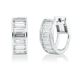 Creolen aus 585 Weißgold 16 Diamanten Baguette-Schliff 2,97ct W-SI 16,4x7mm
