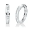 Creolen aus 750 Weißgold 41 Diamanten Baguette-Schliff 1,01ct TW-SI 20,8x3,5mm