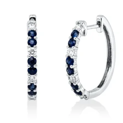 Creolen aus 750 Weißgold 12 Saphire 0,58ct blau 8 Brillanten 0,27ct TW-VSI/SI