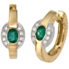 Creolen Creole mit Smaragd grün 16 Diamanten 0.06Ct W/SI 585 Gold Goldohrringe