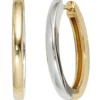 Creolen Creole Ohrringe 21.1mm, 585 Gold bicolor, gelb/weiß kombiniert