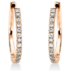 Creolen klein aus 750 Gold Rotgold 28 Diamanten 0,1ct TW-SI 112,8x1,2mm