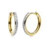 Creolen klein schmal aus 750 Gelbgold 24 Brillanten 0,16ct TW-SI 13,8x1,8mm