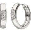 Creolen 18,2mm Klappcreolen mit weißen Zirkonia, 925 Silber Ohrringe Ohrschmuck